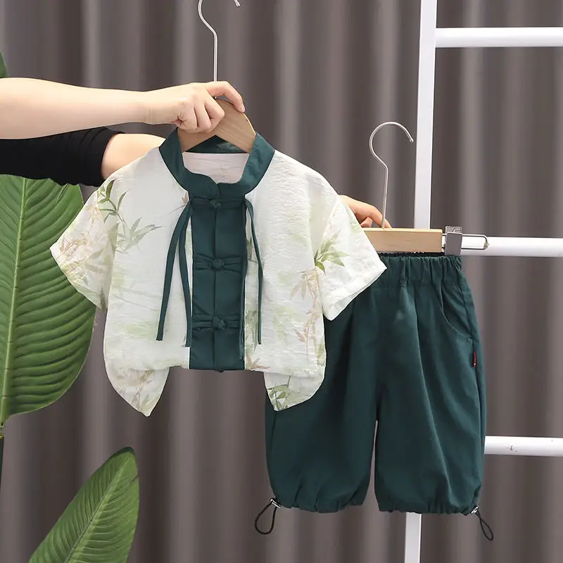 Summer Children Kids Girls Boys Clothes Infant Printe National Style Shirt Shorts 2pcs/Set Baby Toddler Costume 1 2 3 4 5 Ages
