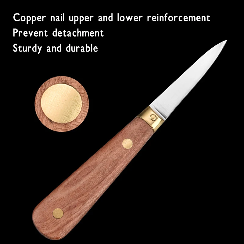 Wooden Handle Oyster Knife 420 Stainless Steel Oyster Knife Scallop Knife Shell Opening Tools Rosewood & Brass Nail Handle