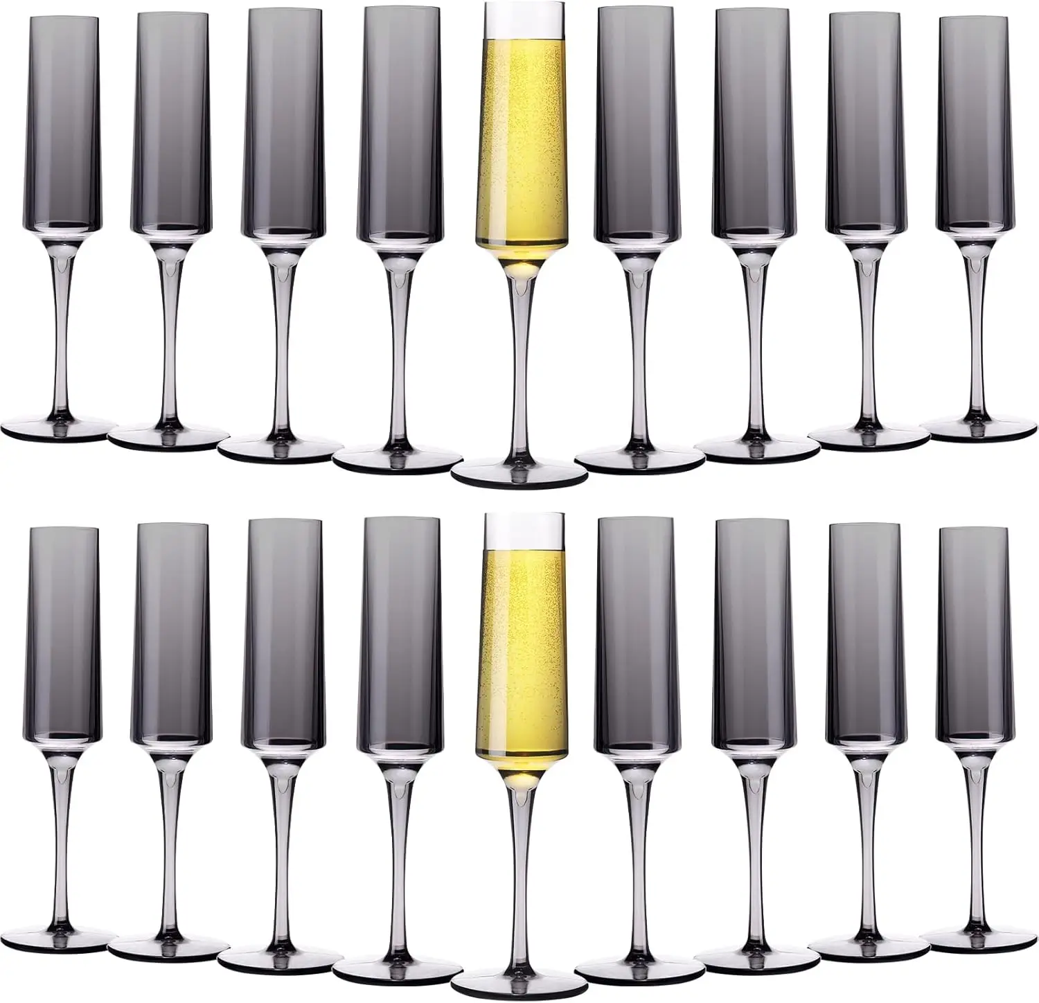 

18 шт., 5 унций, небьющиеся акриловые флейты для шампанского для свадьбы, вечеринки, дня рождения — черный