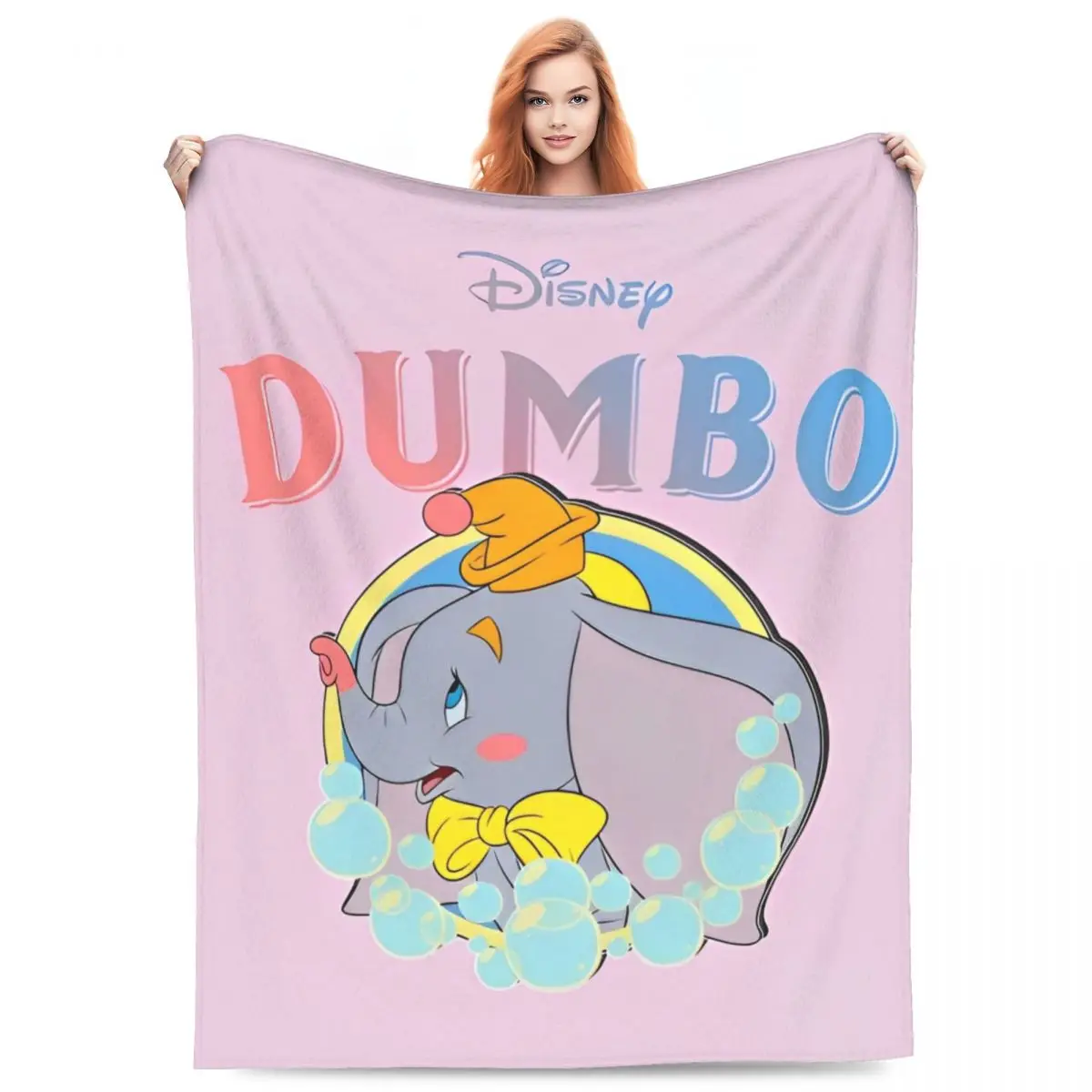 Cute Cartoon Dumbo Flannel Blankets Fantasy Drama Vintage Throw Blanket for Home 125*100cm Quilt