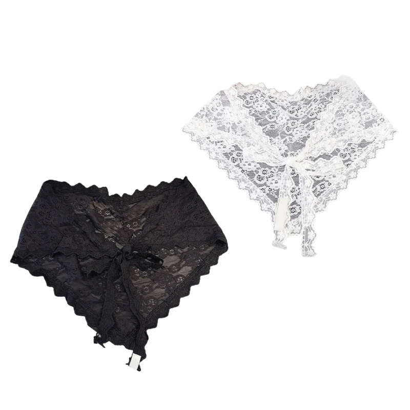 

31BB Embroidered Lace Bandana Hijab Soft and Comfortable Headscarf Showcasing French Country Aesthetic Bandana