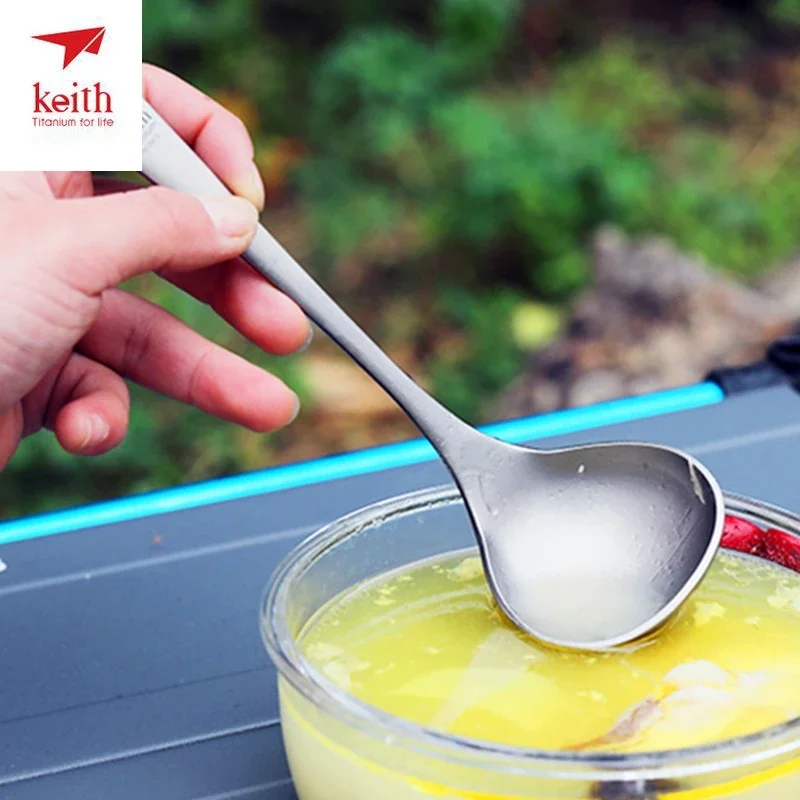 

Титановая ложка для супа Keith, утолщенная сервировочная ложка, круглая, здоровая, бактериостатическая, кухонные аксессуары, домашняя посуда Ti8706