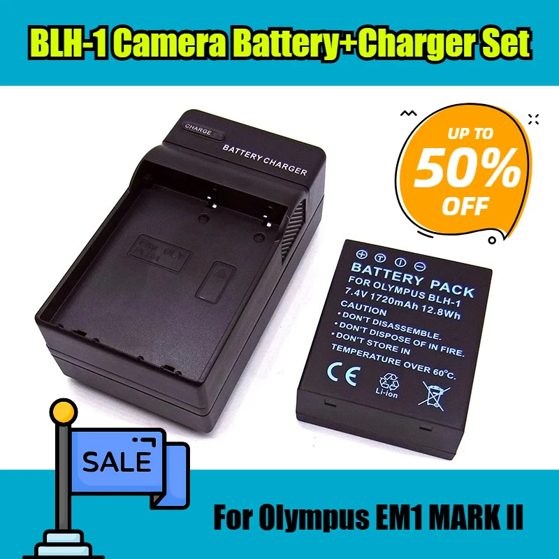 

7.4V 1720mAh BLH-1 Camera Battery+Charger Set,for Olympus EM1 MARK II