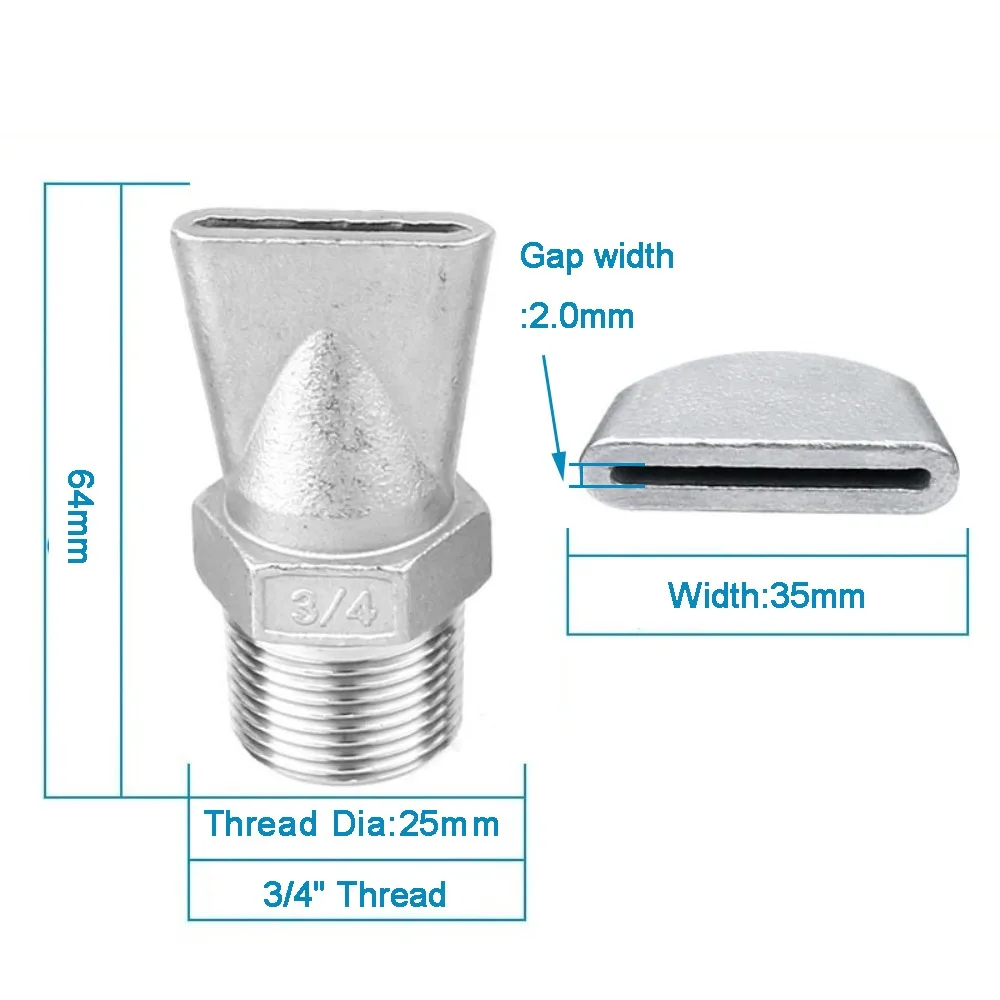 304 Stainless Steel Duckbill Air Knife Nozzle Corrosion Resistant Sandblasted Air Knife Spray Nozzle High-Temp Resistant