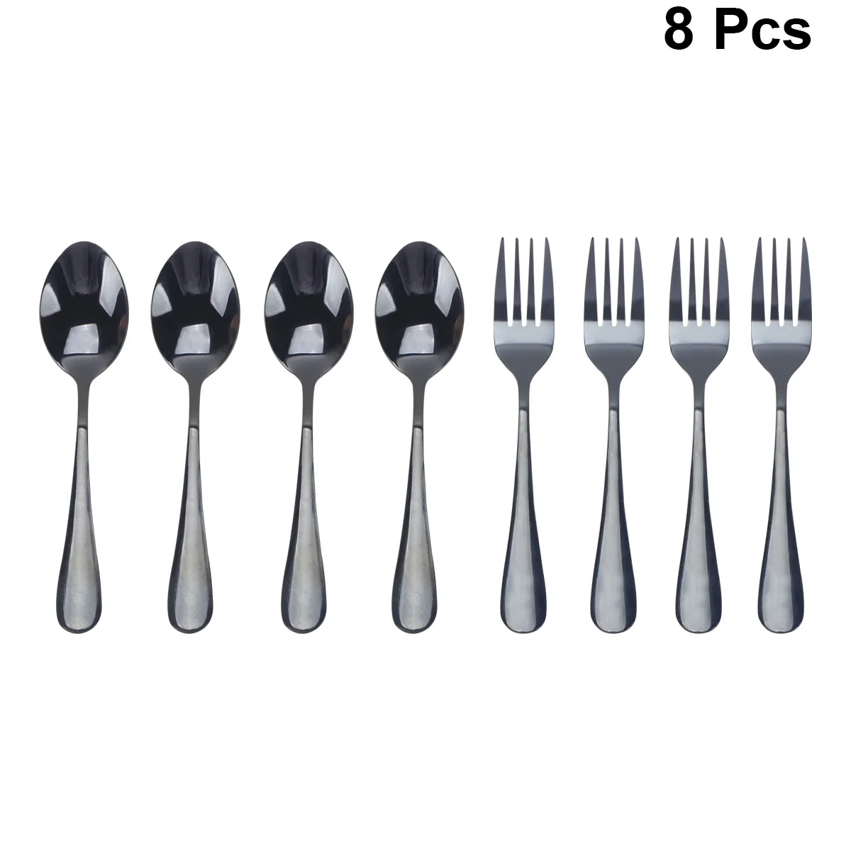 

8pcs Stainless Steel Spoons Forks Set Black Coffee Spoon Dessert Teaspoons For Tea Cappuccino Espresso Salad Appetizer Stirring