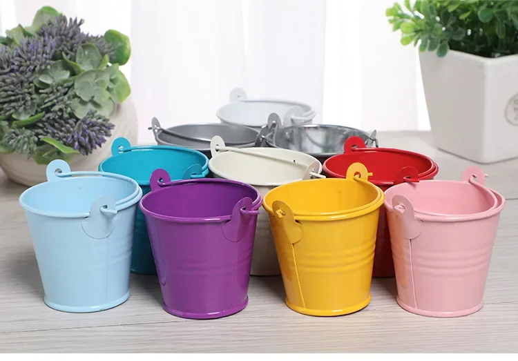 3 Size Mini Metal Bucket Wedding Decoration Candy Box Flower Pot Table Decor Birthday Party Decoration Kids Baby Shower Supplies