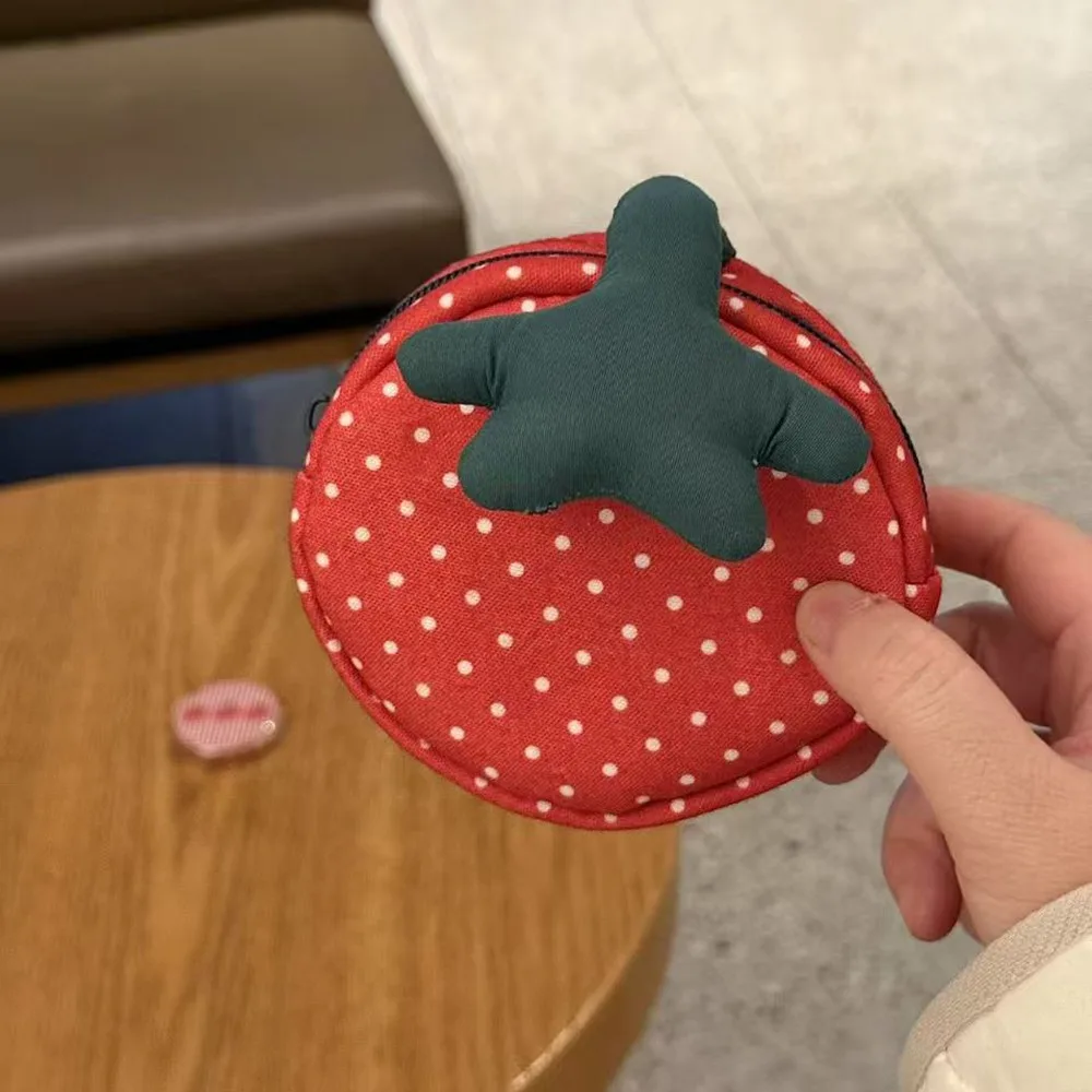 

Multi Functional Tomato Shape Storage Bag Zipper Polka Dot Design Makeup Bag Portable Coin Purse Women