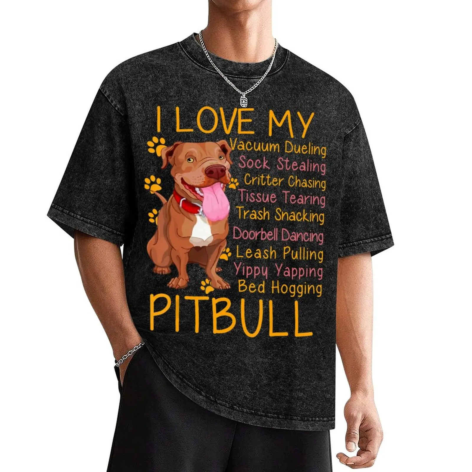 

I Love My Pitbull Pittie Mom Dad Funny Dog Animal Lovers T-Shirt anime stuff designer shirts korean fashion mens clothing