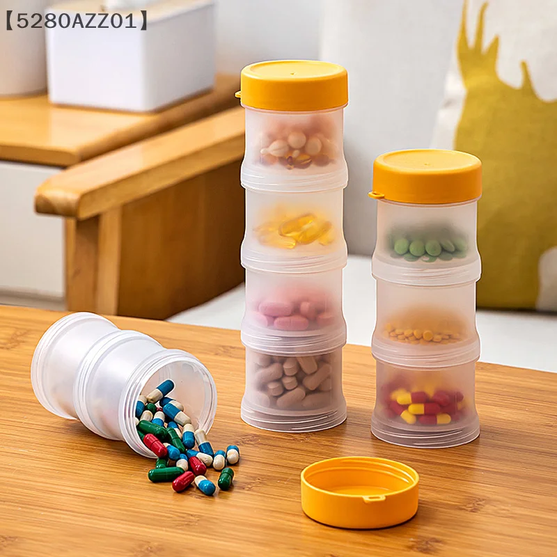 

2/3/4-Grid Cylindrical Stackable Pill Holder Box Portable Medicine Box Mini Pill Cases Organizers Storage Box For Travel