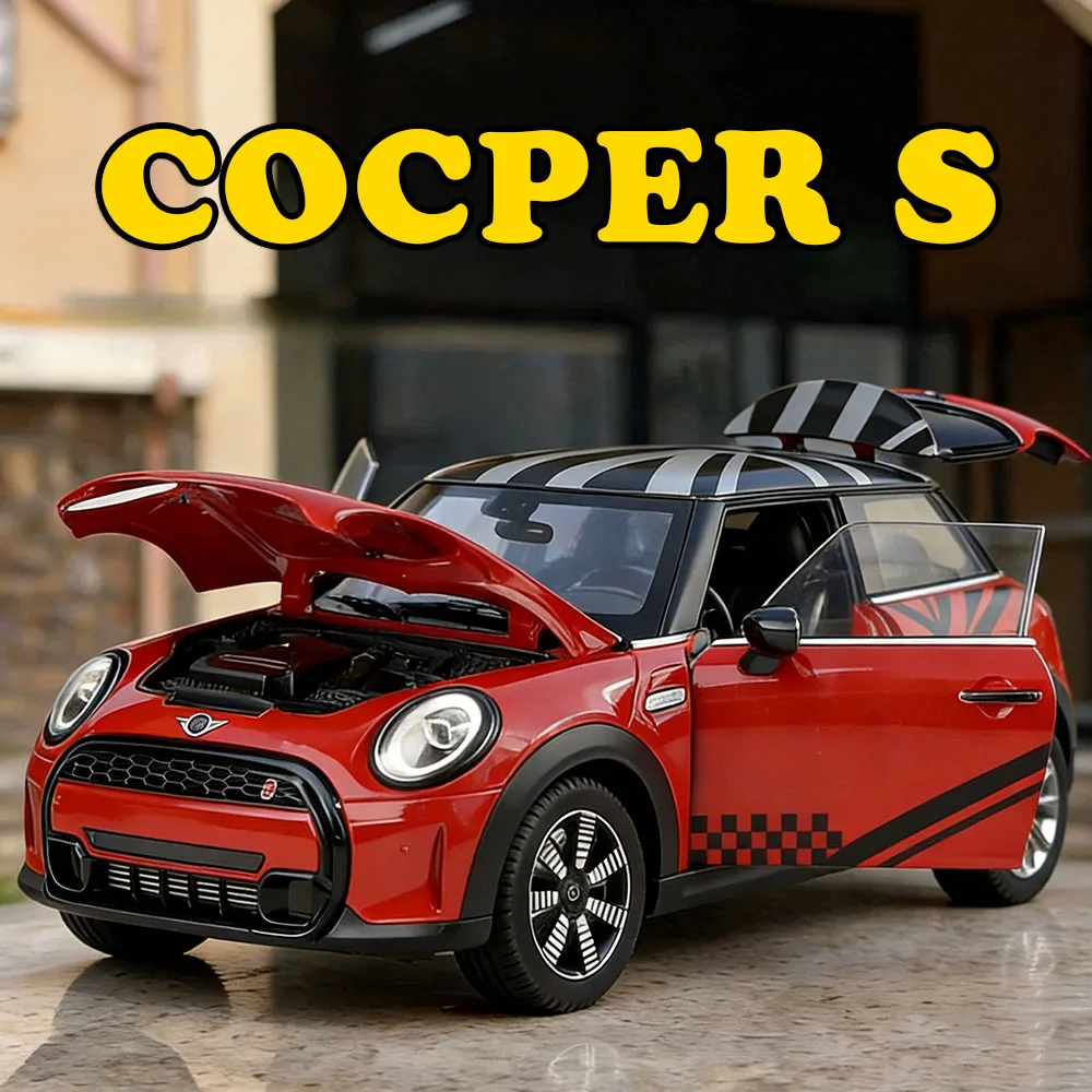 

Машинка-игрушка Mini Cooper S, масштаб 1:18, литая модель из сплава, с поворотом передних колес, открывающимися дверями, резиновыми шинами, миниатюрная, для коллекционирования и хобби
