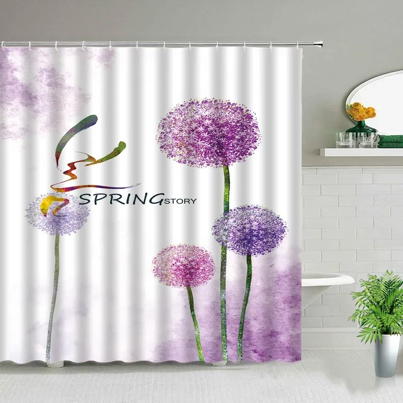 

Rose Flower Shower Curtain Spring Landscape Sunflower Butterfly Floral Plant Scenery Bathroom Screen Bathtub Decor Cloth CuXT6@！