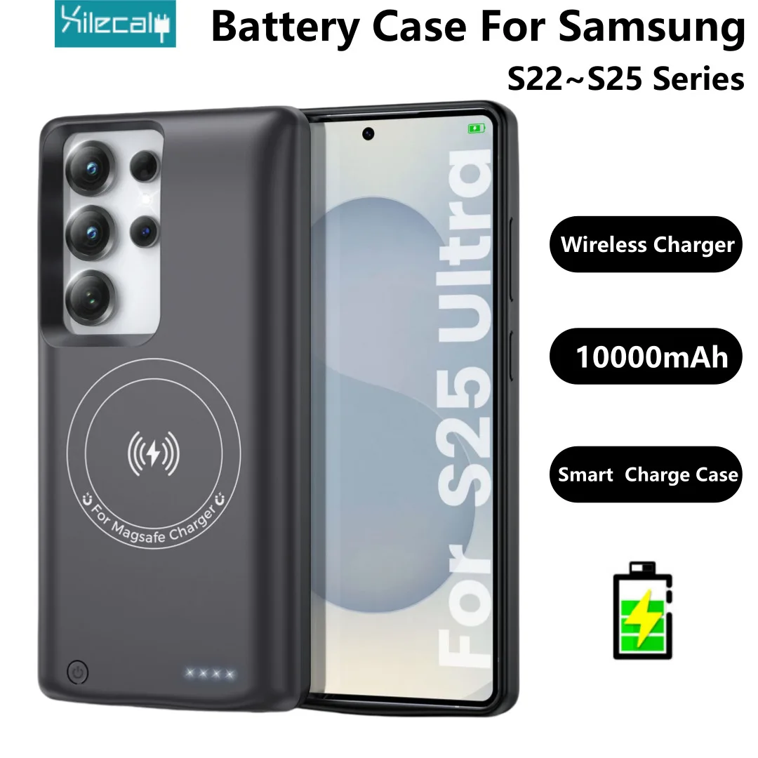 

10000mAh Battery Case for Samsung Galaxy S25 Ultra S24 S23+ S22 Ultra Wireless Charging Power Bank Portable Rechargeable Cover