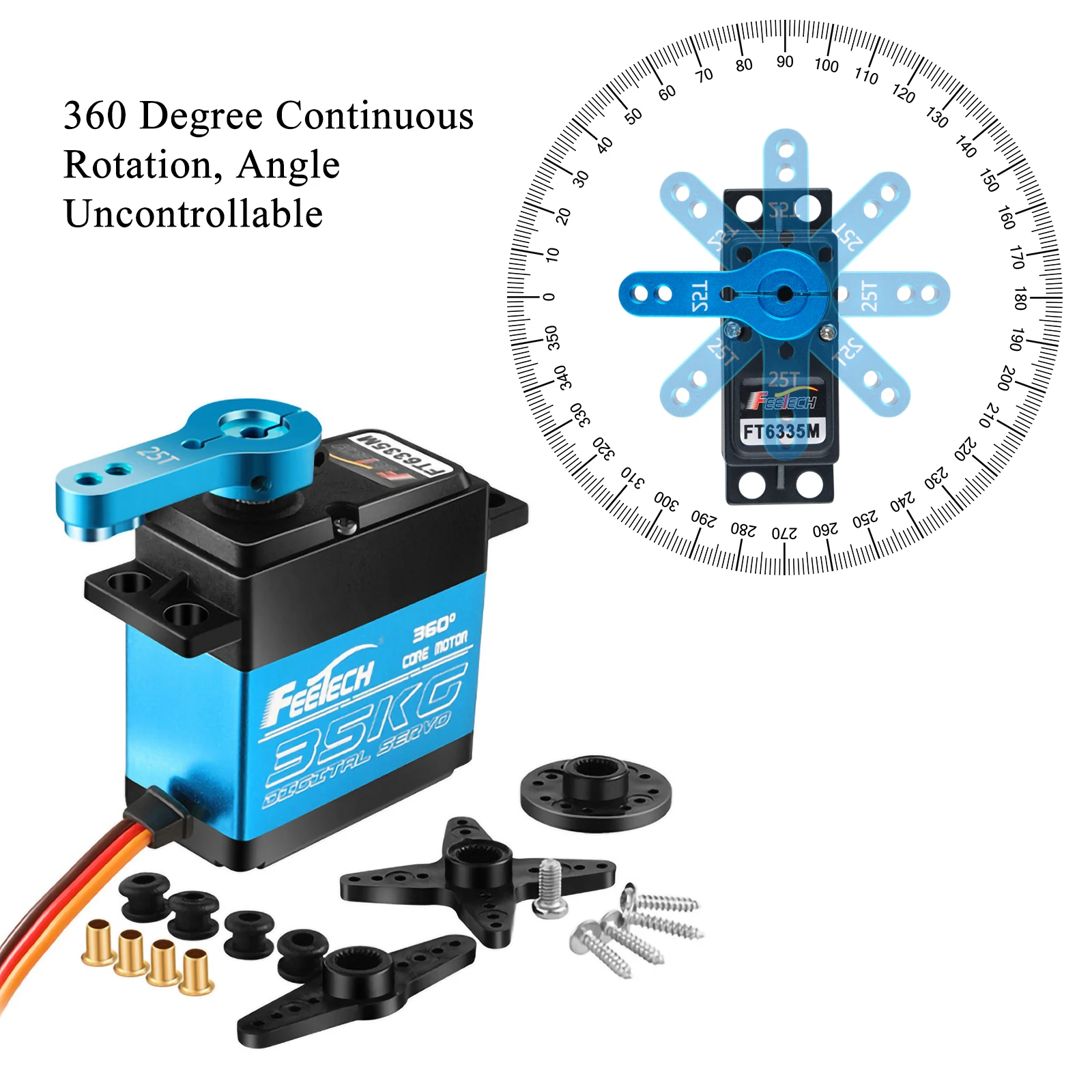 FEETECH FT6335M 35KG Digital Servo 7.4V 360° Steel Gear w/Encoder for Robot RC Car Plane Quadcopter DIY Smart Projects