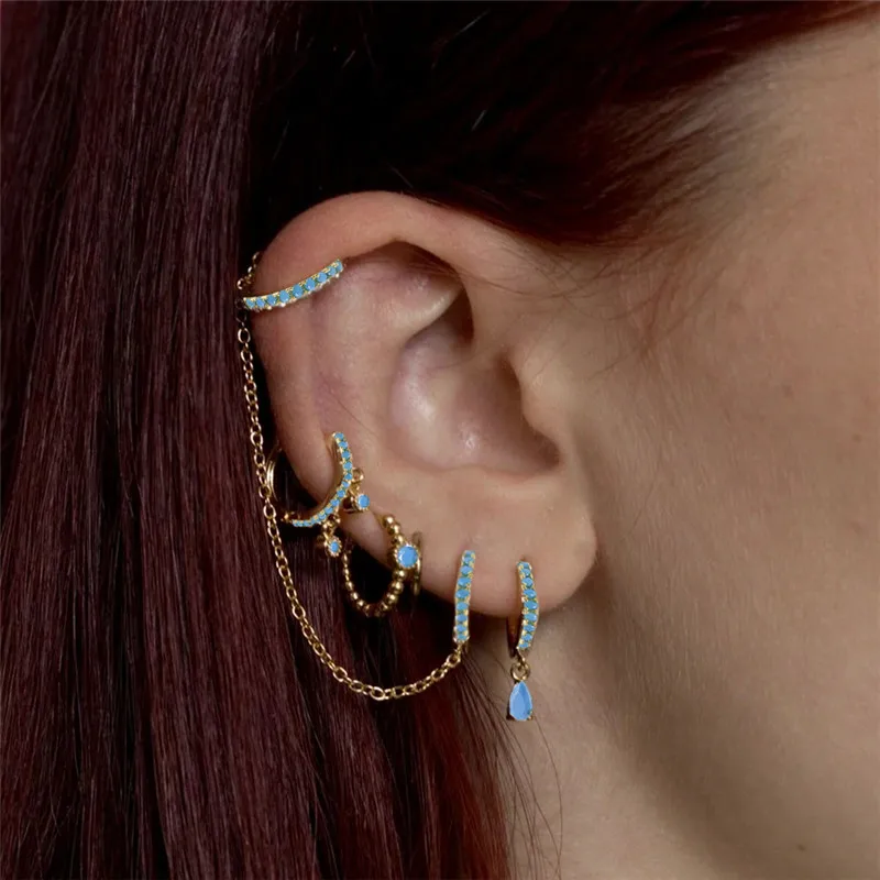 ROXI Ear Jewelry Set Water Drop Suit Earrings For Women Fashion Tassel Hoop Earring Piercing Pendientes Casual Street Jewelry