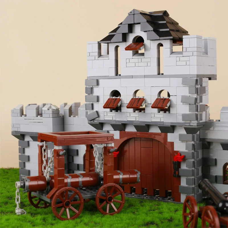 MOC Medieval Castle Accessories Building Blocks Walls Gates Knight Rome Figures Soldiers Battlefield Military Bricks Kids Toys