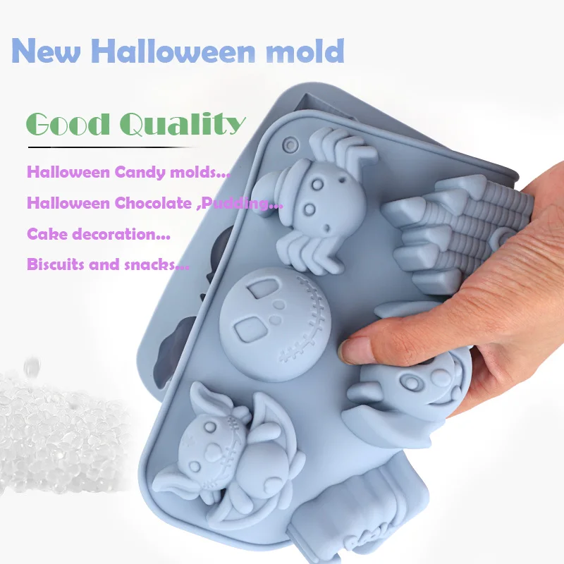 Halloween-Themed Silicone Baking Molds: Featuring Three-Dimensional Shapes Such as Bats, Pumpkin Lanterns, Spiders, Witch Hats, and Haunted Houses, Suitable for Making Chocolates, Candies, Puddings, Cookies, Cupcake or Cake Decorations Made from Food-Grade Silicone, It Has a Wide Temperature Range, Is Easy to Demold, and Is Dishwasher Safe, Making It an Ideal Tool for Holiday Parties and Creative Desserts. – Detail 5