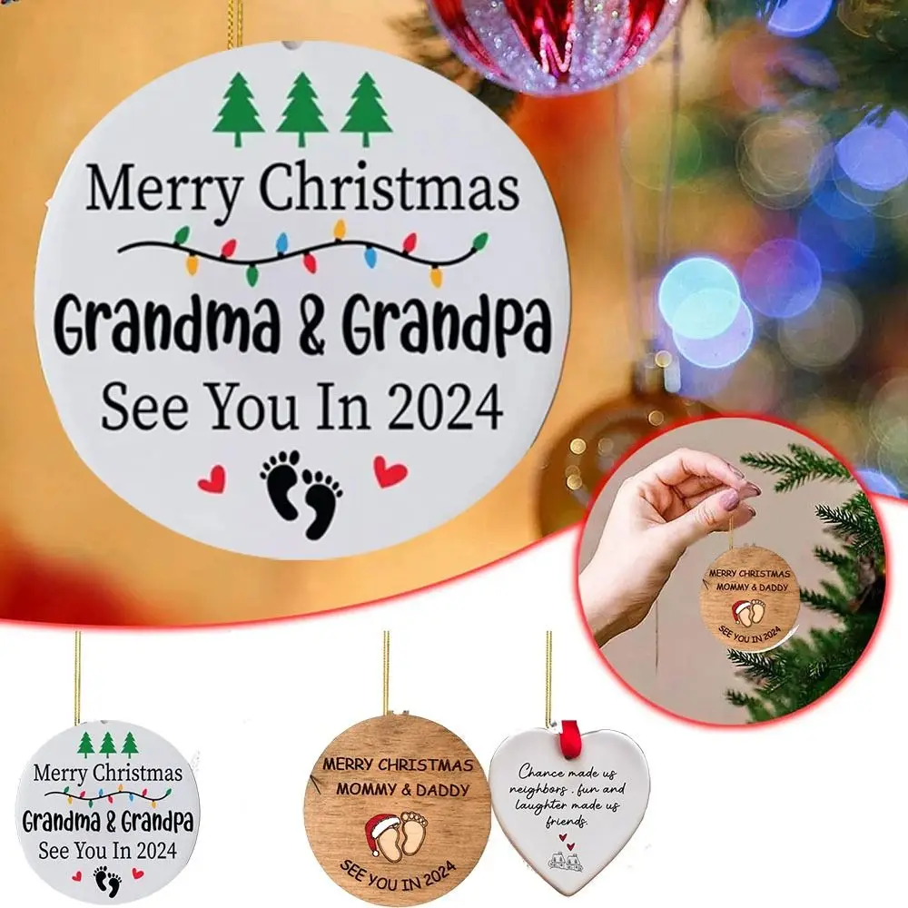 Mommy and Daddy Gift Christmas Tree Pendant Merry Christmas 2024 Xmas Tree Hanging Toy Window Car Ornament Home Decor