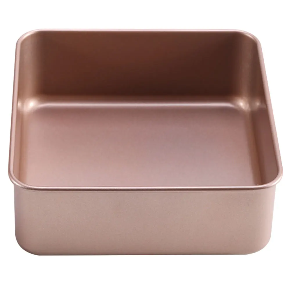 

Golden 8 Inch Non Stick Retro Baking Pan Thickened Square Bread Cake Mold Metal Pizza Tray Oven Pan Kitchen Tool Small