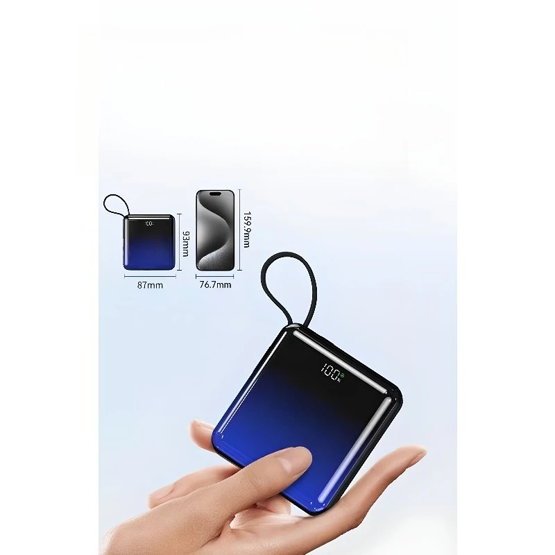20000mAh Fast-charging Power Bank with Built-in Cable Large Capacity Mobile Power Supply