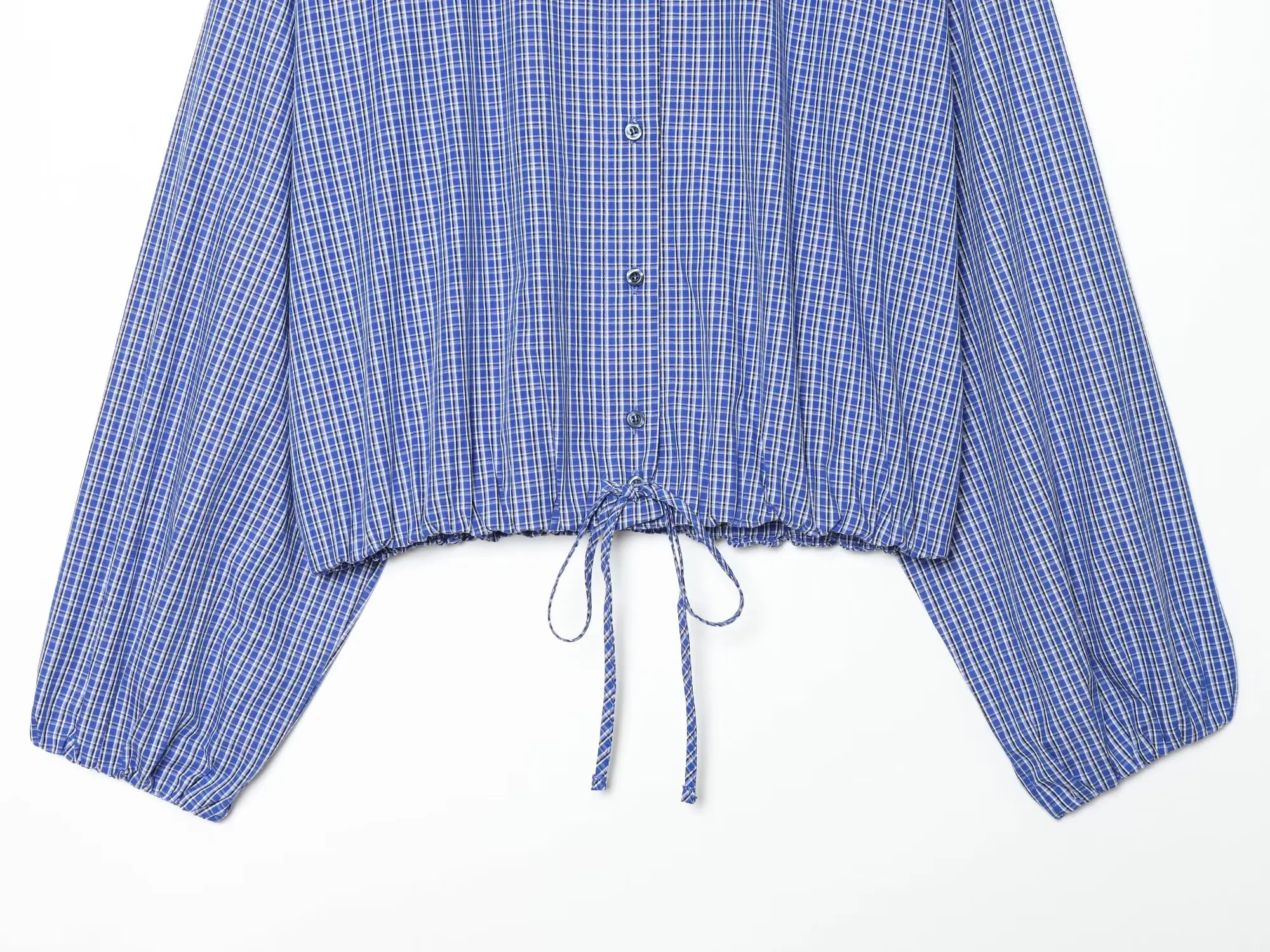 TFMLN Damen-Hemdbluse mit hohem Kragen und Knöpfen, langärmelig, lockere Oberteile, Frühling und Herbst, einreihig, zum Schnüren, kurze Hemdjacke für Damen – Detail 7
