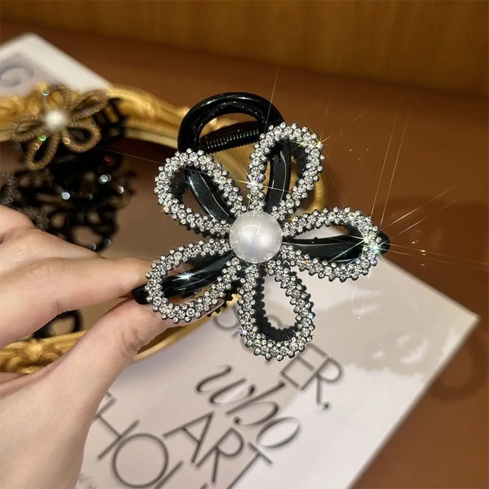 Exquisite Diamond Hollow Flower Hair Clip Hair Clamps Gorgeous Korean Fashion Hair Clip Hair Claw Hairpins
