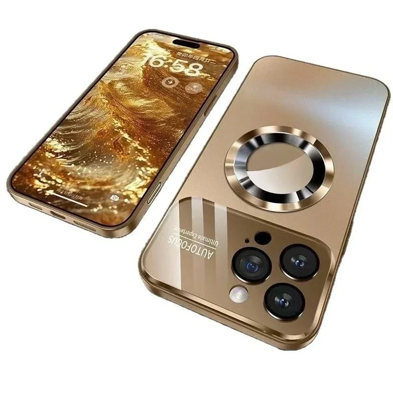 

for IPhone 16 15 14 13 12 11 Pro Max Series New Concise PC Magnetic Falling Protection Phone Case Wireless Charging Plain Cover