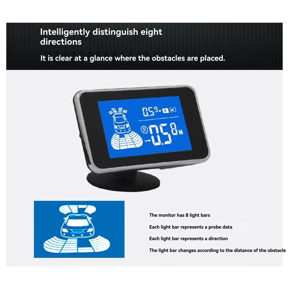 Système de Radar de stationnement de voiture M85K avec 8 capteurs de recul, détection de Distance d'avertissement sonore pour la sécurité du Garage des véhicules automobiles A