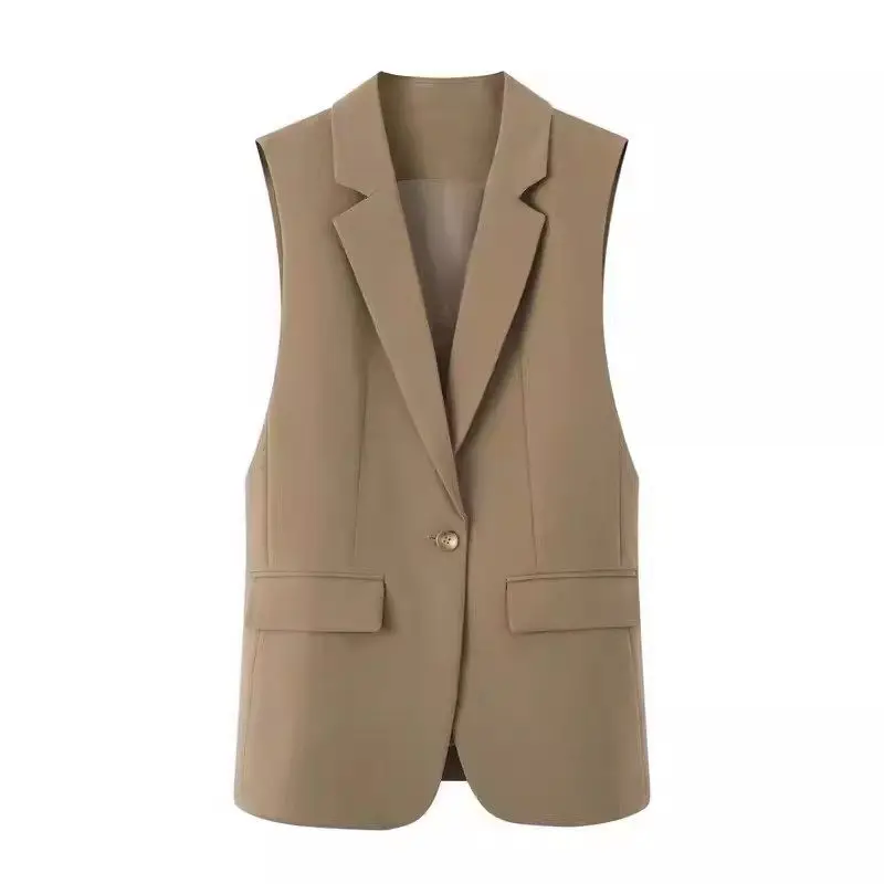 

New Korean Loose Tank Top Design Fashion Suit Vest Women Jacket 2024 Spring And Autumn Sleeveless Blazer Waistcoat K1021