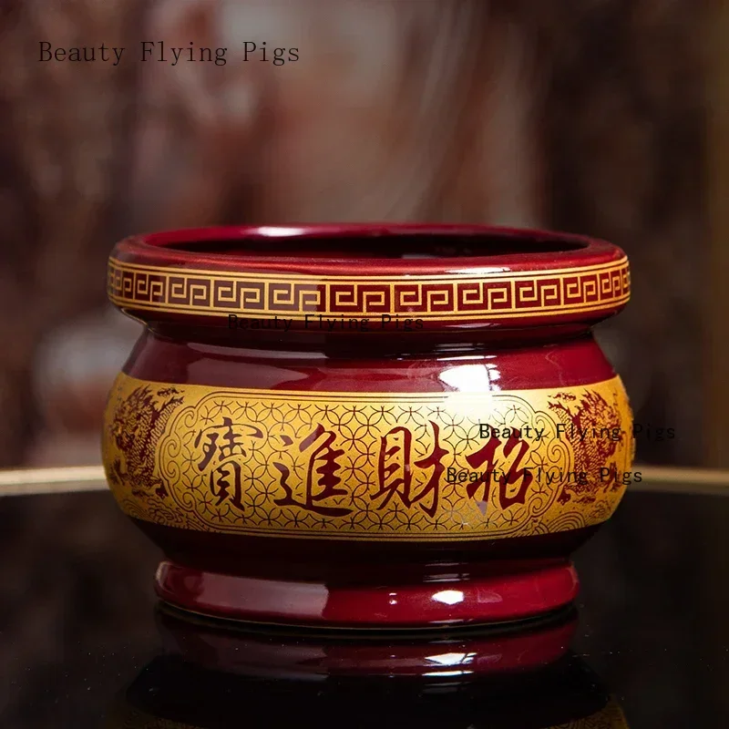 Retro Nostalgia Ceramic Incense Burner Home Furnishing Buddha Hall Offering Guanyin Incense Burner zen