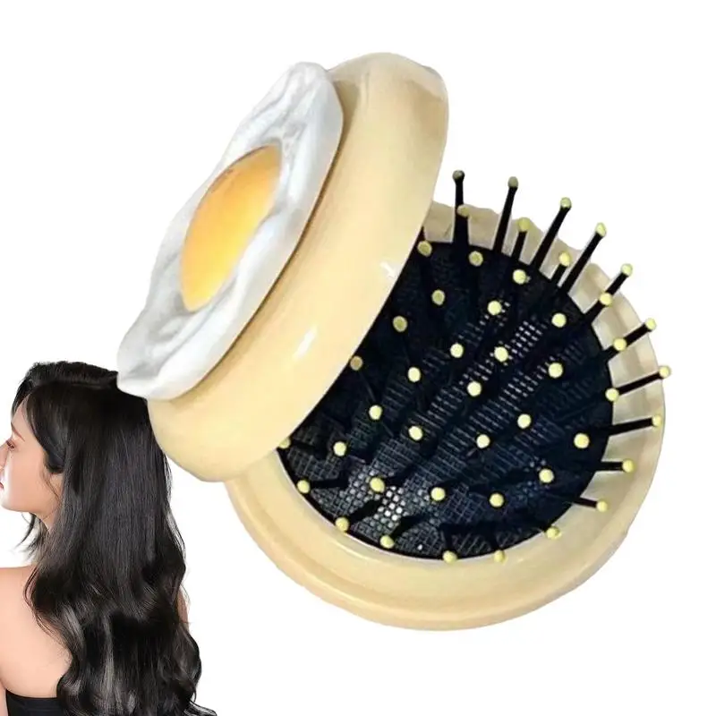 Air Cushion Hair Comb Detangling Brush With Fried Egg Design Cute Cartoon Scalp Brush Portable Air Comb For Adults And Kids