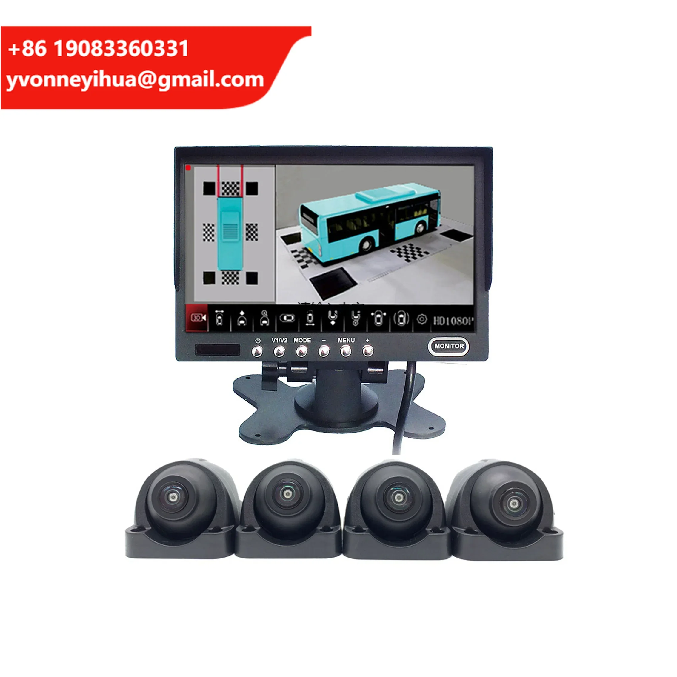 

Truck 4 Channel 360 Degree Birds View Panoramic 2D/3D Surround View Truck Bus DVR 360 Degree Car Bus Camera System
