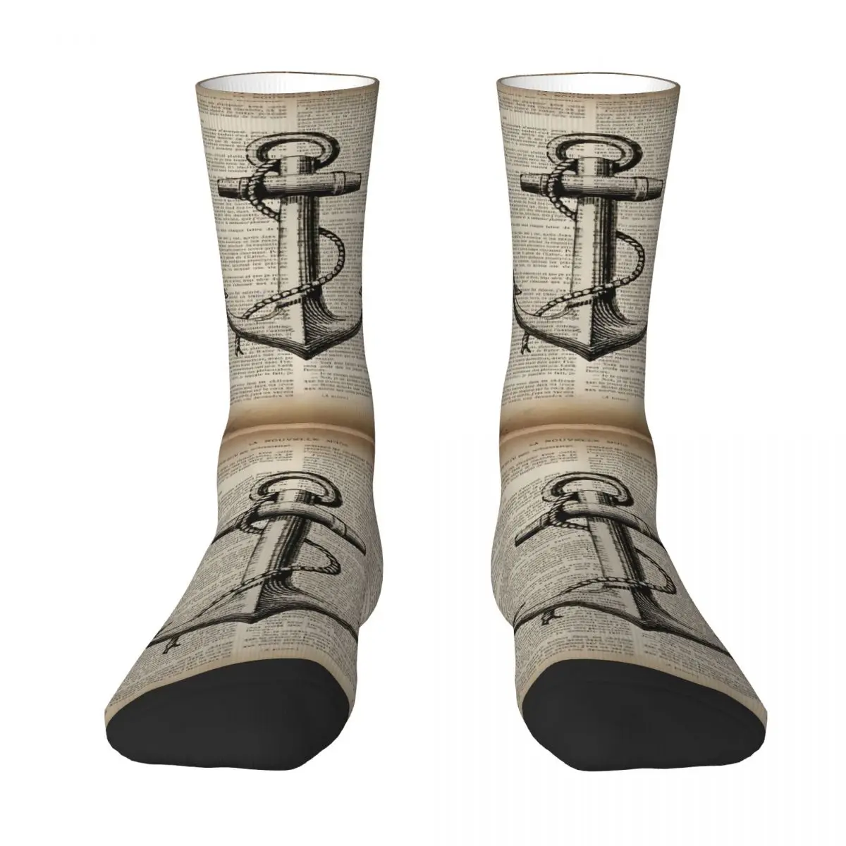 Beach Nautical Captain Newspaper Men Socks Cycling Novelty Spring Summer Autumn Winter Stockings