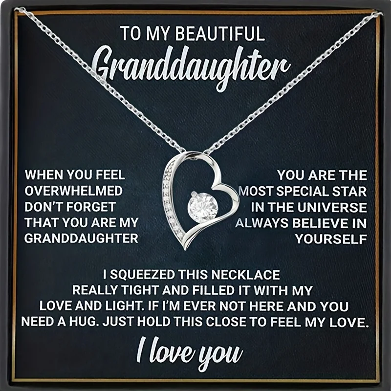 To My Beautiful Granddaughter Heart Necklace, Gifts For Granddaughter