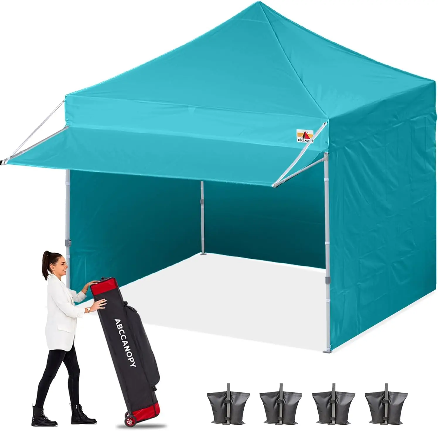 Canopy Tent, Portable Freestanding Shelter with Awning for Booth, Vendor, Outdoor, Turquoise