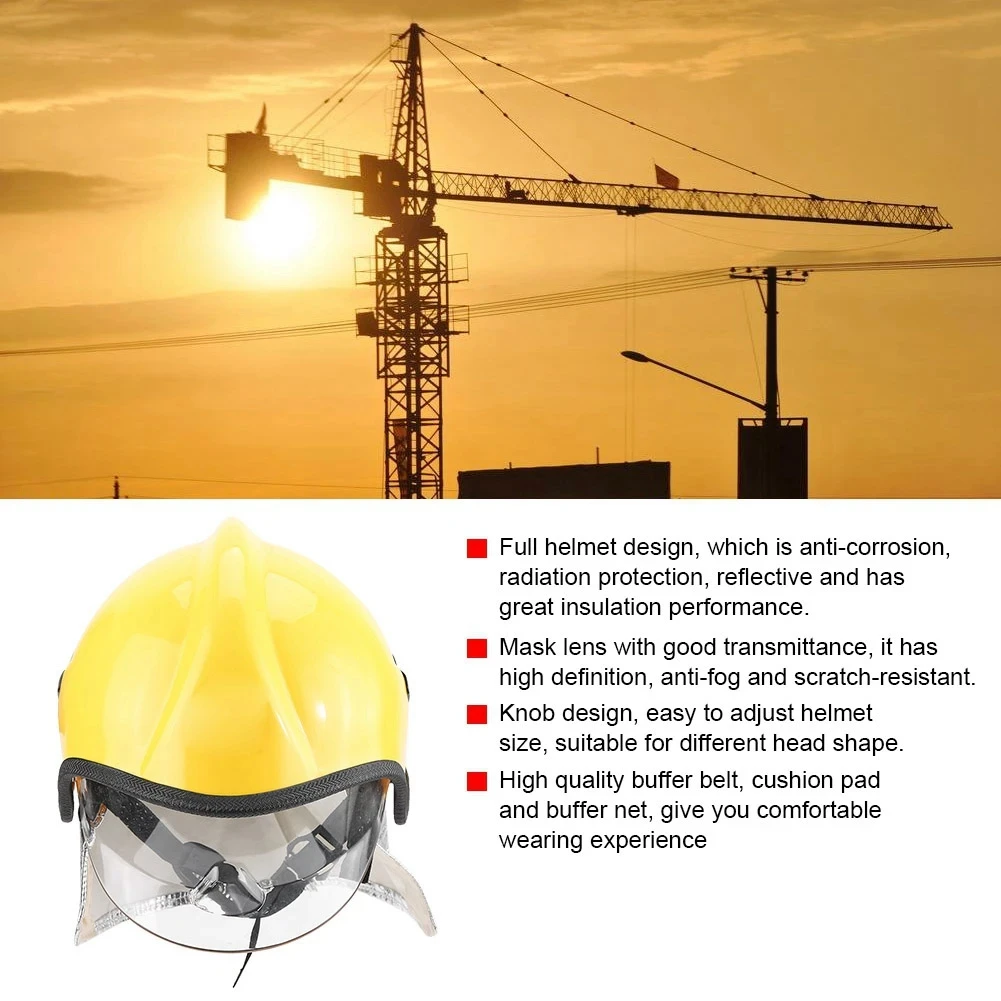 Yellow Color Helm Pemadam Protective Fireproof Firefighter Safety Helmet Anti-corrosion Radiation Heat Resisting Polycarbonate