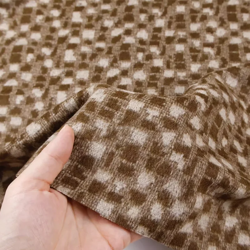 

Fabric Camel Plaid Woolen Fabric For Winter Coats Jackets Skirts Bags Fabrics