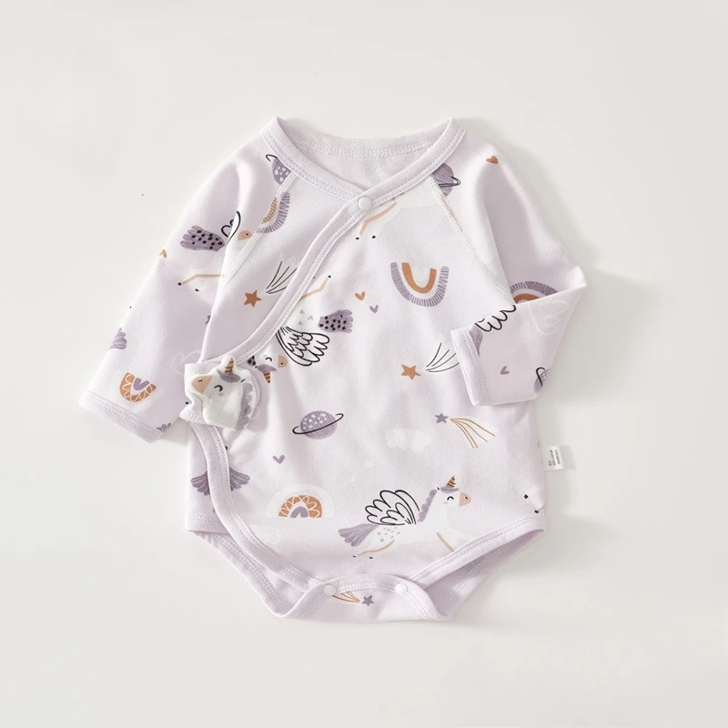 Somenie Unisex Baby Long Sleeves Triangle One-piece Pure Cotton  Boys Girls Cute Printed Romper  Comfortable  Breathable