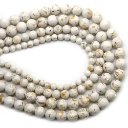 Natural Orange & Pink Colorful Howlite Stone round Beads 4/6/8/10/12mm for DIY Jewelry Making - Bracelet Necklace 15 Inch
