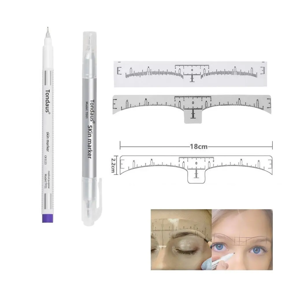 

Disposable Sterilized Package With Ruler Marker Pen and 5pc Tattoo Eyebrow Ruler Sticker Microblading Tattoo Measurement Tools