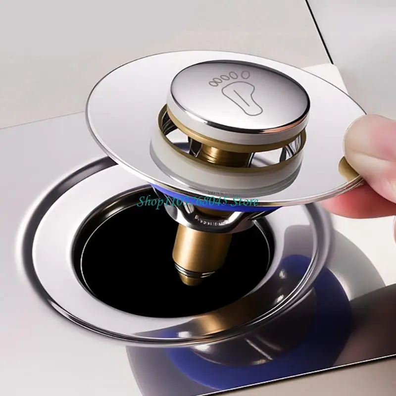 

R53F Foot Floor Drain Strainer Bounce Type Square Shower Drain Hair Catcher Strainer for Bathroom Shower Easy to Use