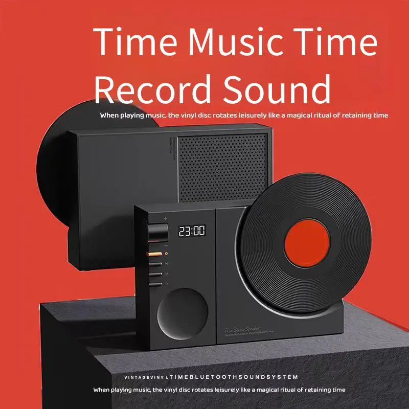 

Мини-ретро Bluetooth5.3 динамик беспроводной Hi-Fi звуковая панель винтажная музыкальная шкатулка MP3 с дисплеем часов поддержка TF-карты AUX Play