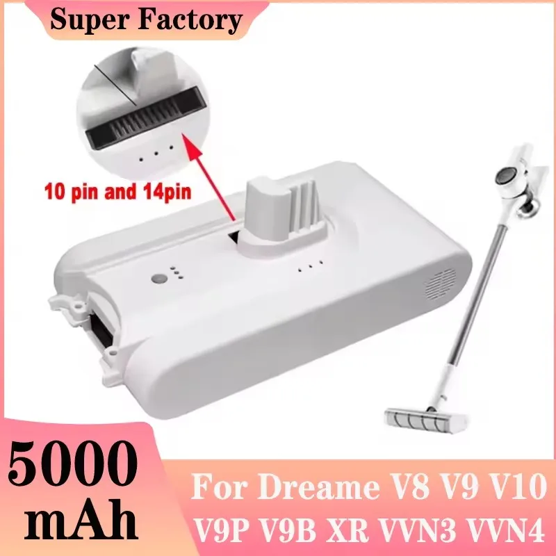 

2025 (5000mAh)Replacement Vacuum Cleaner -Spare Battery for Xiaomi Dreame V8,V9,V10,V10Pro,VVN3,VVN4,VVN5,XR Lithium Ion Battery