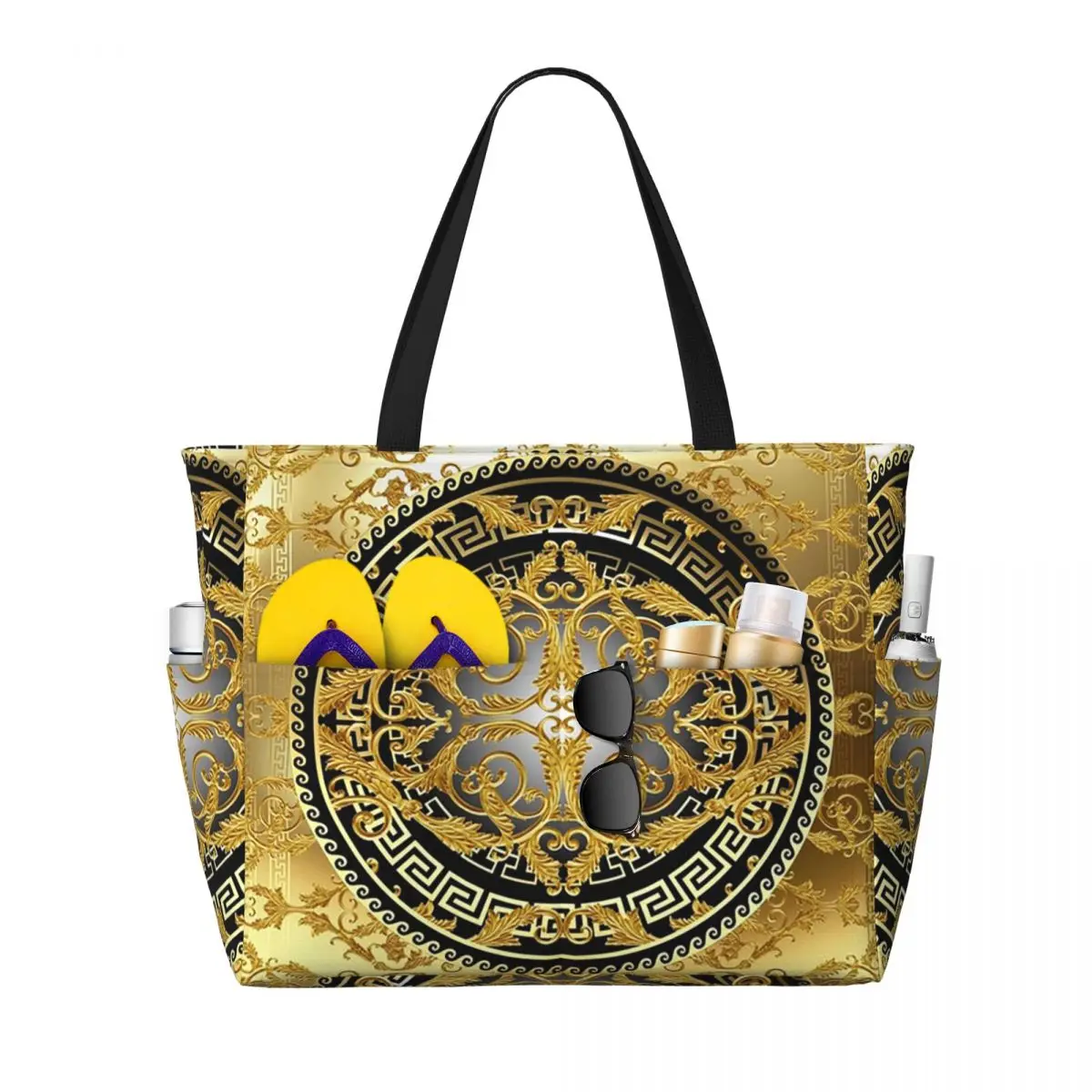 Queen Of Absolutely Everything Gold Baroque Beach Tote Bag Sport Gym Yoga Duffle Large Tote Bag Women Travel Bag Fitness bag