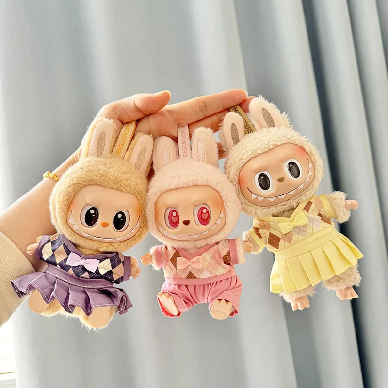 Doll Clothes Outfit Accessories For Korea Kpop EXO 17cm Labubu V2 V1 Plush Idol Doll's Clothing British Couple JK Suit