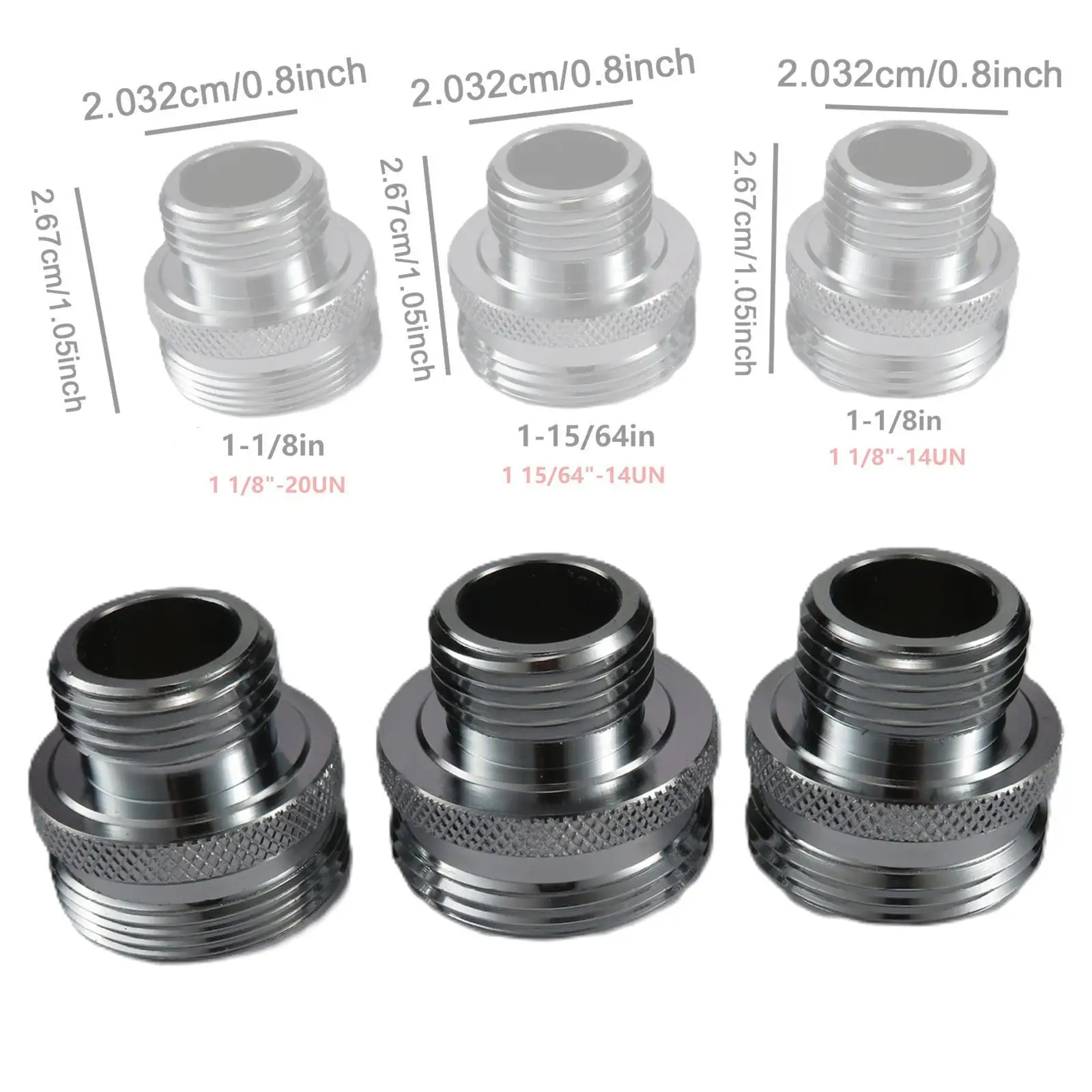 

3Pcs Swivel Ball Adapter 14UN 20UN Converter Adapts Old Style Heads to 1/2-inch Male Easy to Install Converts Ball Joint to 1/2"