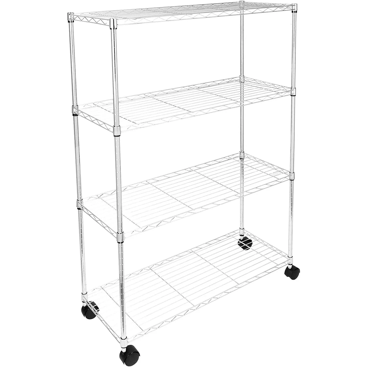 

4-Tier Heavy Duty Height Adjustable Storage Shelving Unit,Chrome,36Lx14Wx55.91H inch (HKSHLF36145404CV3)