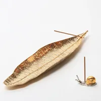 Creative Incense Holder Boat Old Men Fishing Incense Burners Bamboo Raft Long Leafs Censer Incense Stick Burner Home Decor