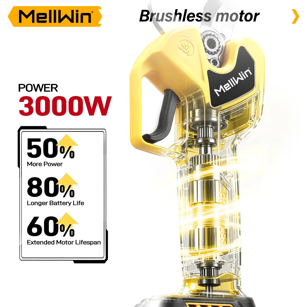 MELLWIN Electric Pruning Scissors 60mm Brushless 2 in 1 with 180cm Telescoping Pole Garden Pole Pruner Tool for Makita 18V Battery Pin - Image 4