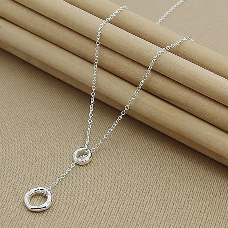 

New Arrival 925 Sterling Silver Necklace Fashion O Round Circle Chain Necklaces For Women Female Trendy Jewelry
