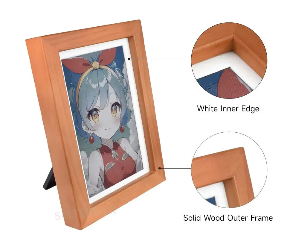 ESP32 S3 شاشة عرض الورق الإلكتروني AI مقاس 7.3 بوصة E6 بالألوان الكاملة مع إطار صور من الخشب الصلب PhotoPainter Deepseek